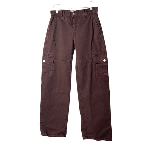 Revice Women's Brown Cargo Pants with Pockets Size 27 100% Cotton Made In USA - Picture 5 of 6